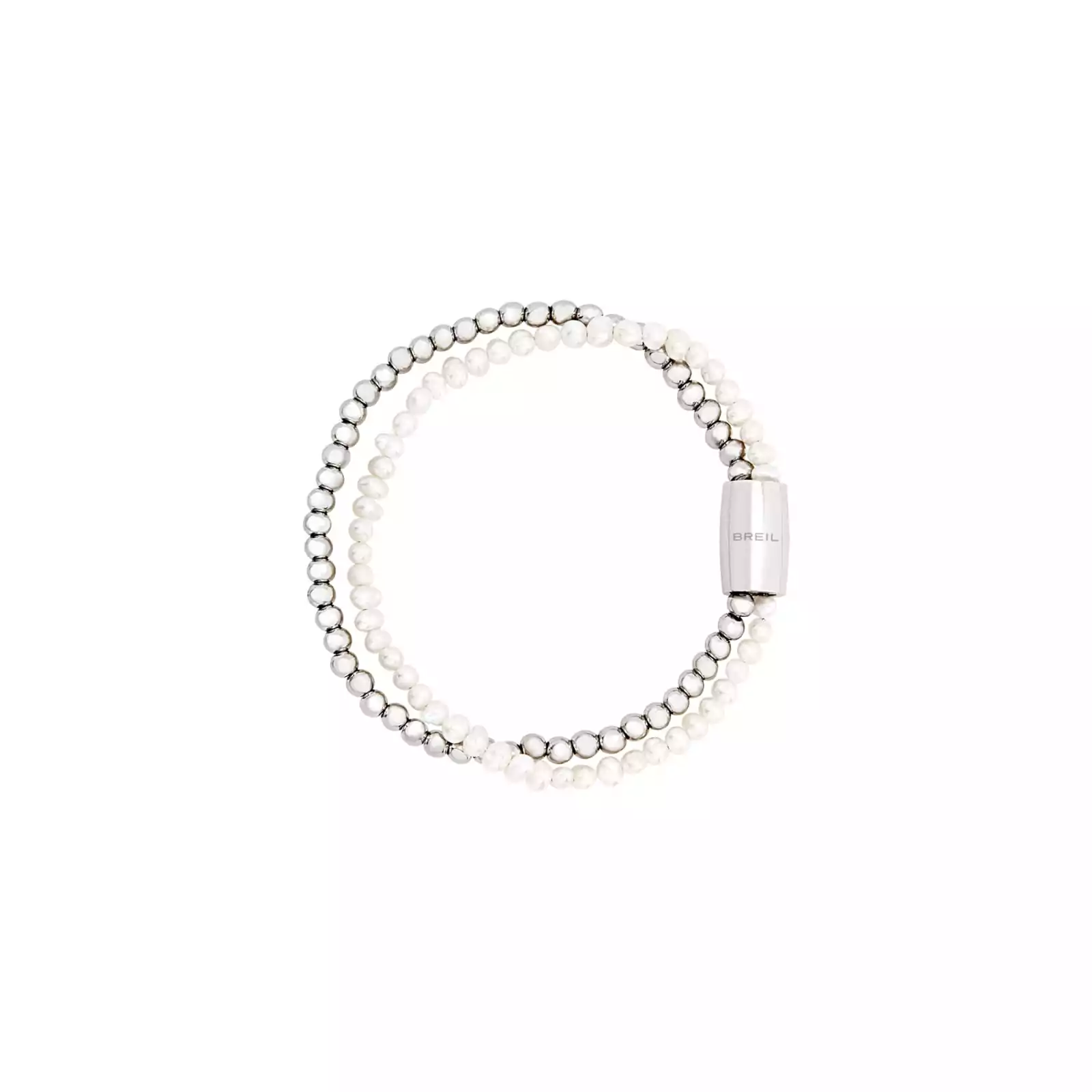 Bracciale Breil da donna della collezione Magnetica System in acciaio doppio filo con Perle di fiume.