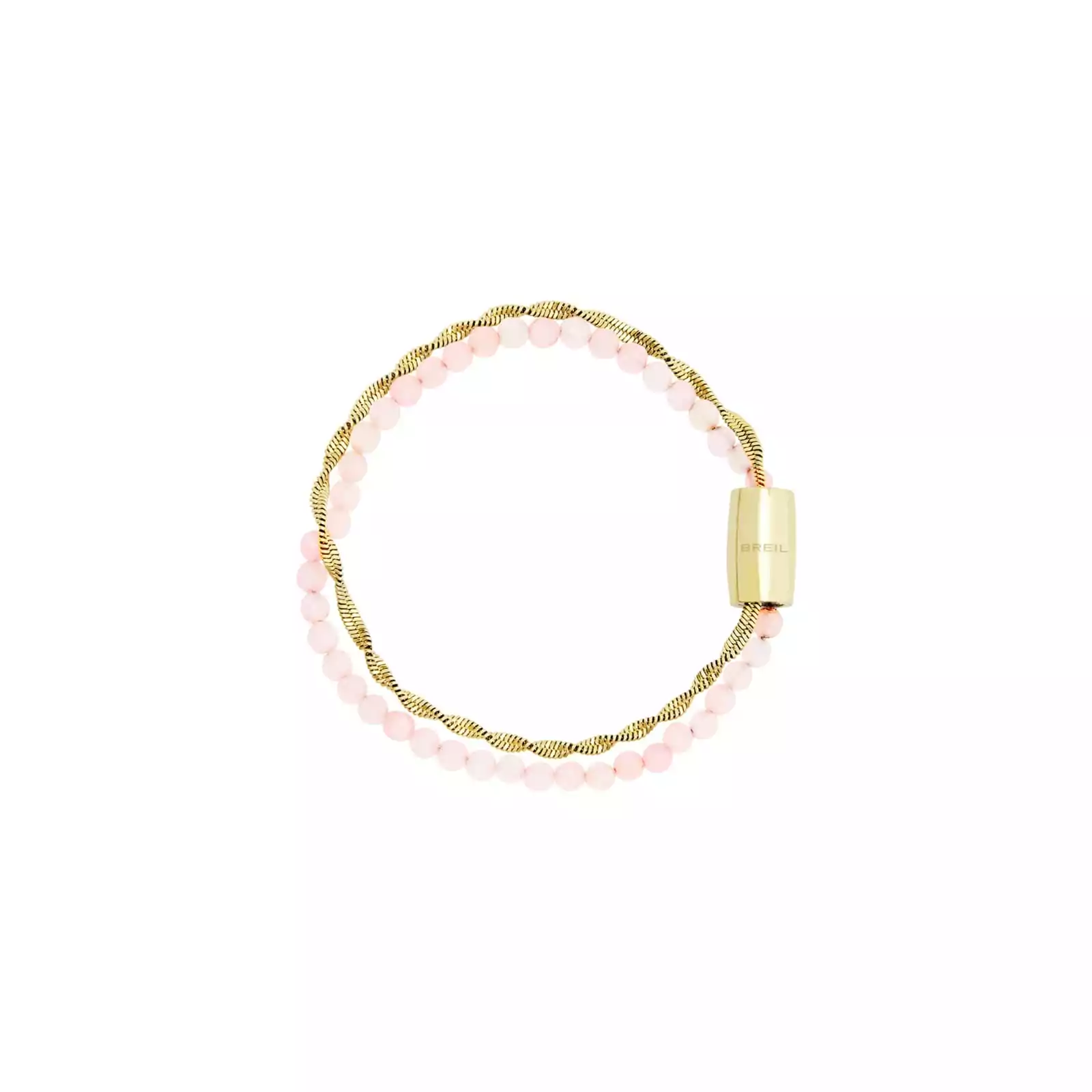 Bracciale da donna in acciaio dorato con agata color champagne