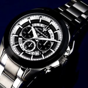 Bellissimo Orologio uomo Maserati, Collezione TRAGUARDO, in acciaio, movimento al quarzo, funzione cronografo scheletrato. Codice- R8873612059