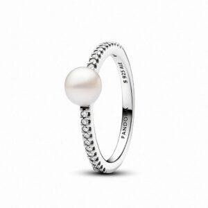 Meraviglioso Anello da donna Pandora con perla d'acqua dolce naturale e zirconi-193158C01