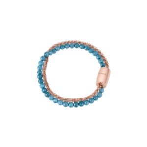 Bracciale da donna BREIL con catena Acciaio rosè e filo in agata naturale Blu-Verde Magnetica System cm.19-TJ3013.