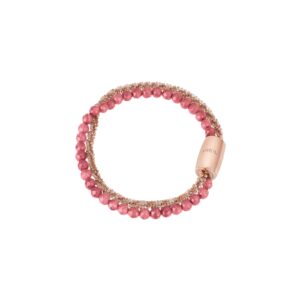 Stupendo Bracciale da donna Breil con catena in acciaio margherita e pietre naturali in agata rosa Magnetica System-TJ301.