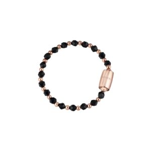 Bracciale da donna Breil con palline in Acciaio rosè alternate a palline di onice nero sfaccettate cm.19-TJ3047.