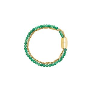 Bracciale da donna in acciaio doppio filo con agata verde collezione magnetica System-TJ3619