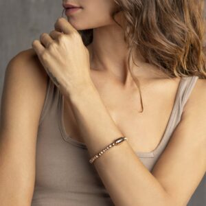 Bracciale da donna Breil in Acciaio lucido con palline rosè di diverse dimensioni e finiture lucide/satinate Magnetica System-TJ2936.