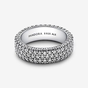 Meraviglioso Anello donna gioielli pandora fascia pavè in argento 925%